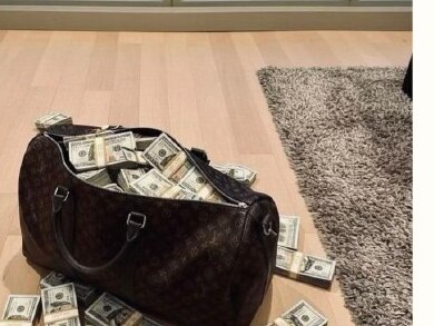 A bag overflowing with cash
